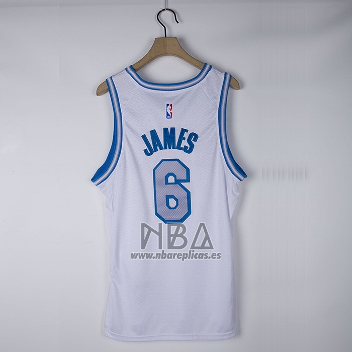 Camiseta Los Angeles Lakers LeBron James NO 6 Ciudad 2021-22 Blanco